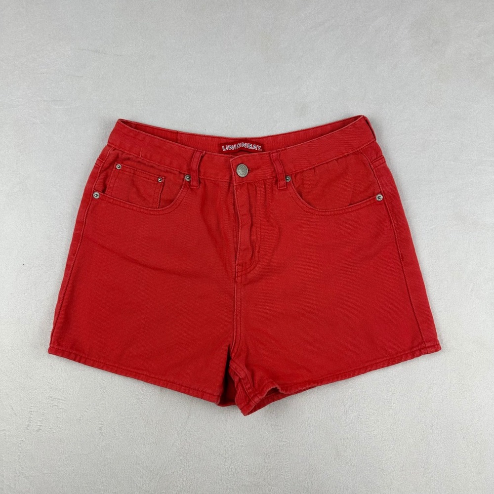 Vintage Unionbay Red High Waisted Denim Shorts Women's Size 9 90s Y2K Cotton